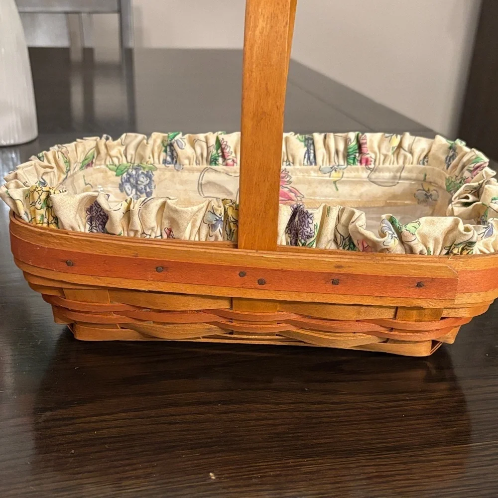 Longaberger 2000 Century Celebration Basket Floral Liner Handle Hat Medallion